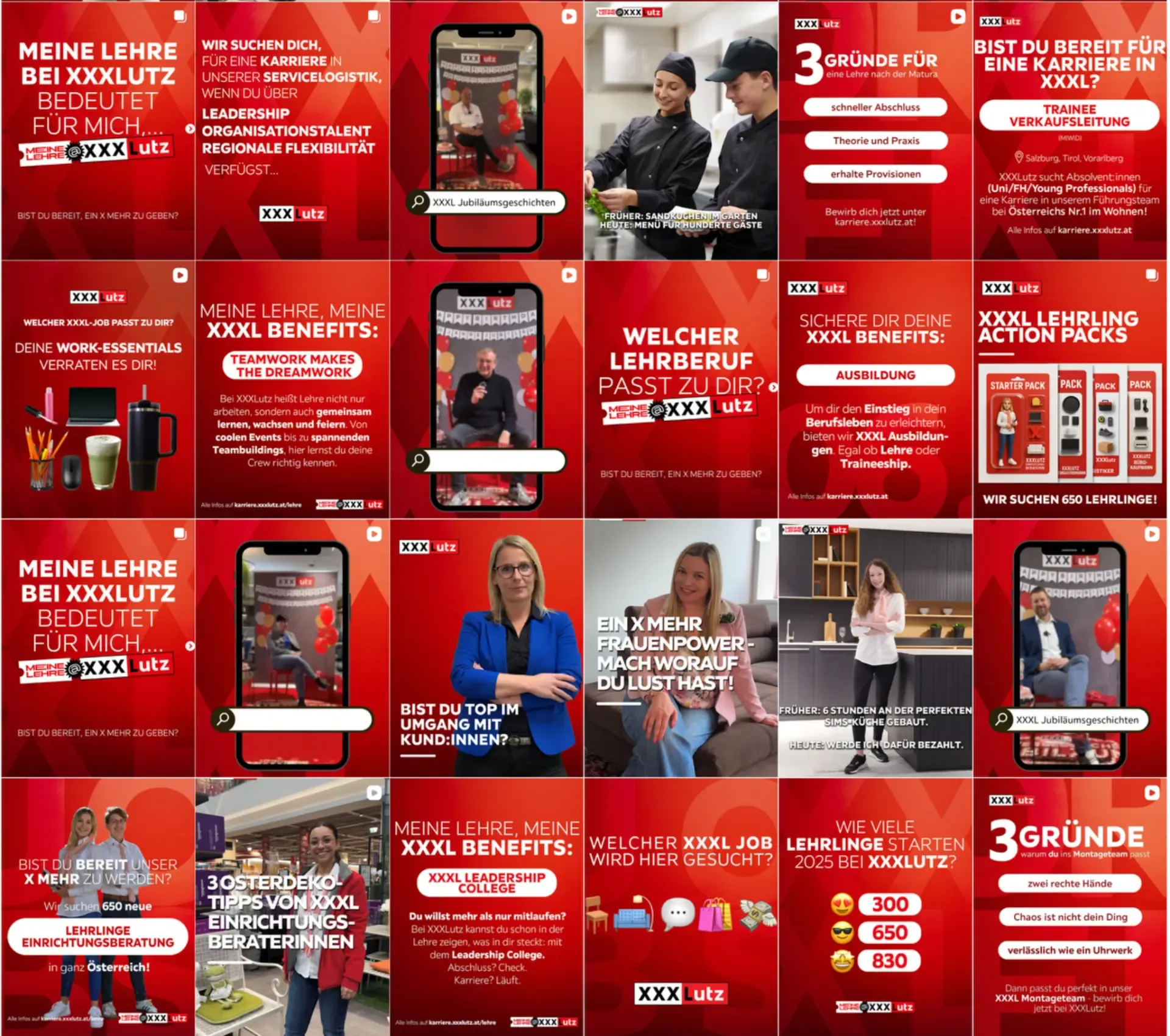 XXXLutz Employer-Branding-Feed mit Lehrlings- und Karriere-Content